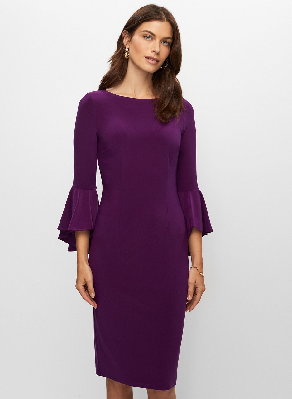 Flared Sleeve Sheath Dress