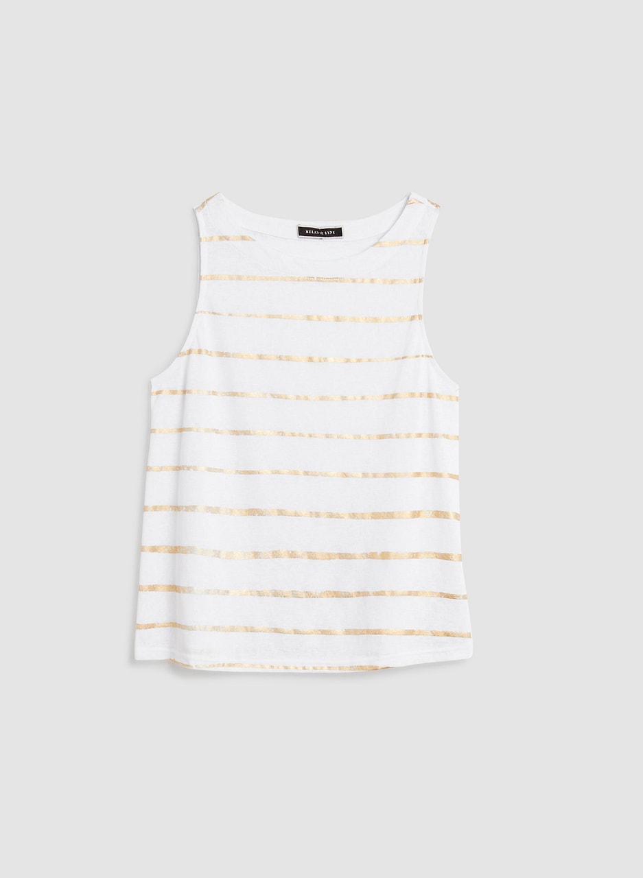 Metallic Stripe Linen Tank Top