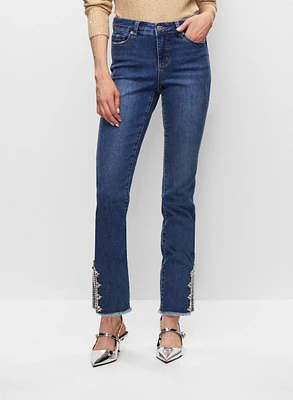 Embellished Side Slit Jeans