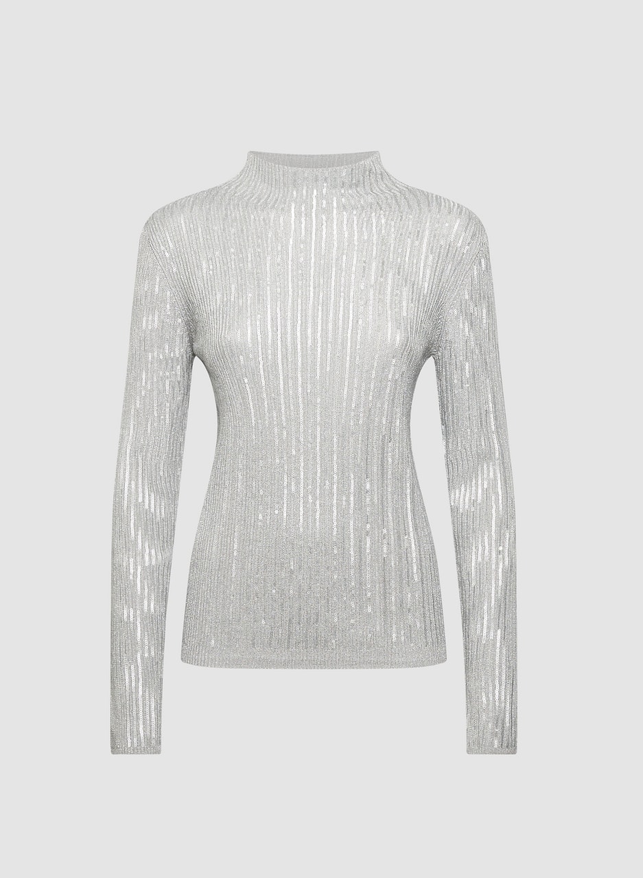 Sequin Rib Knit Sweater