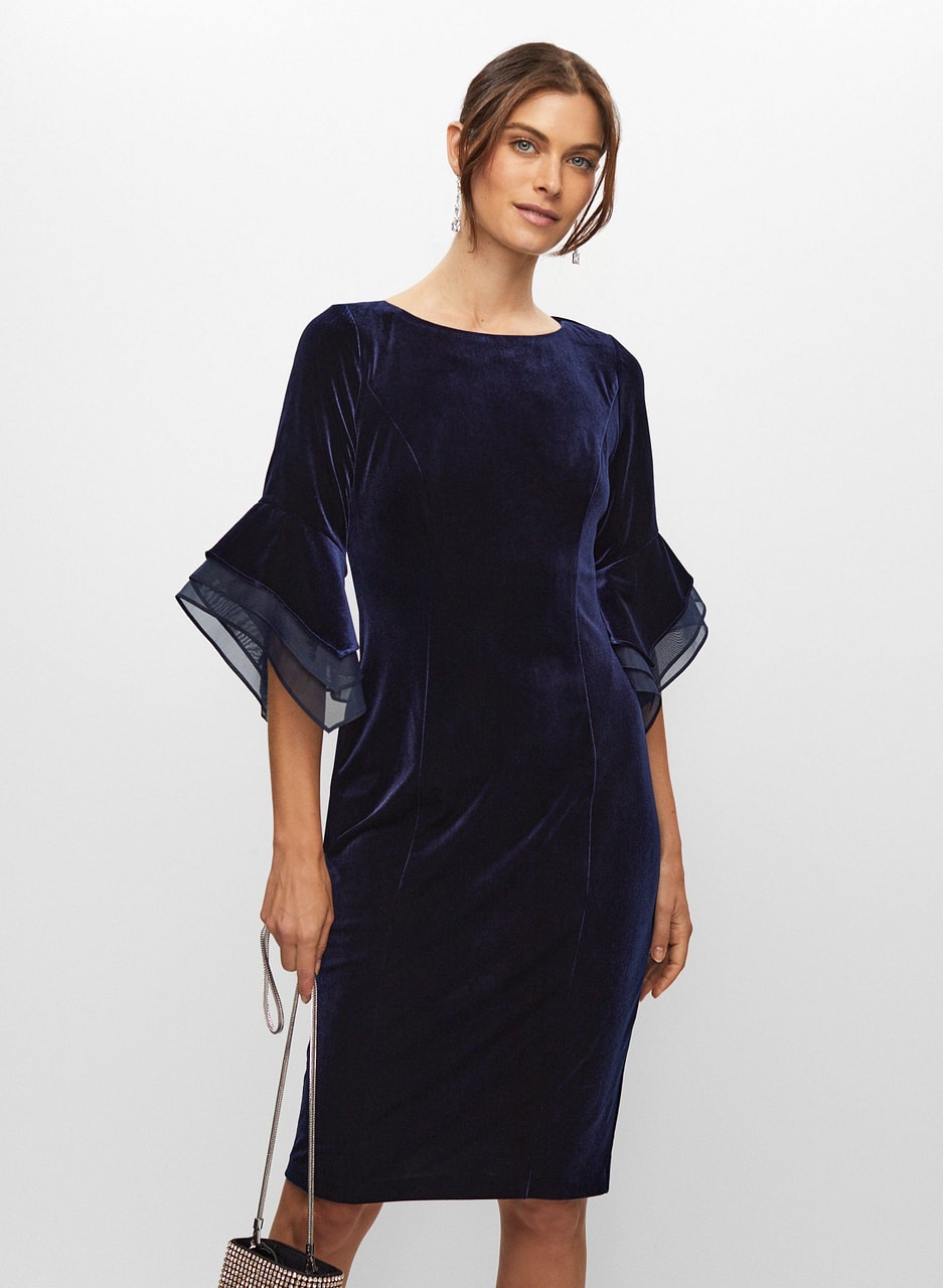 Velvet Flared Sleeve Dress