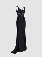 Corset Style Sequinned Gown