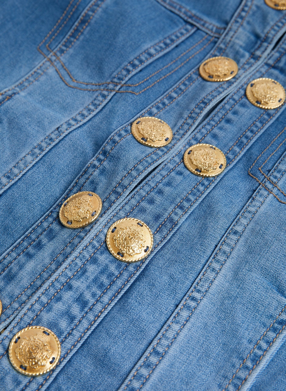 Crested Button Denim Jacket