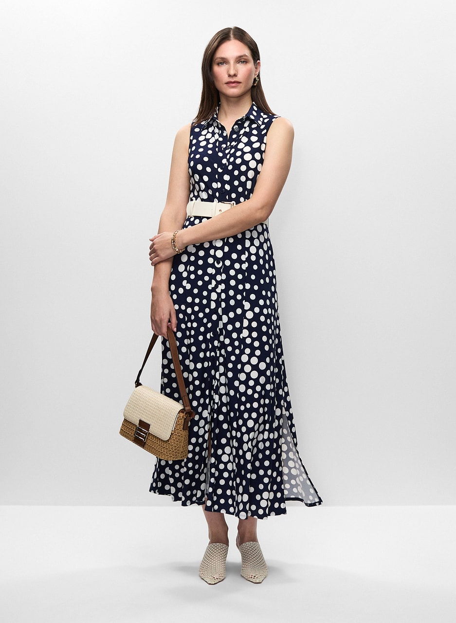 Button Front Polka Dot Dress