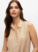 Polka Dot Print Sleeveless Blouse