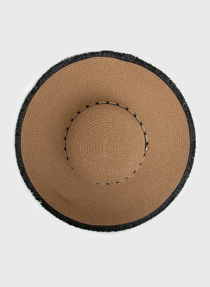 Fringe Detail Straw Hat