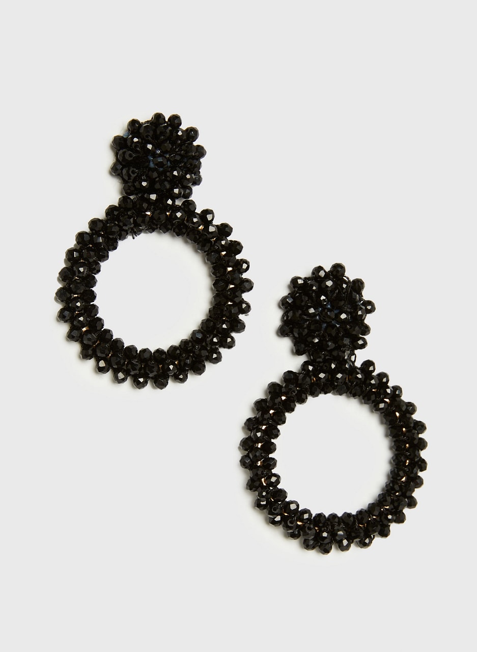 Beaded Circle Dangle Earrings