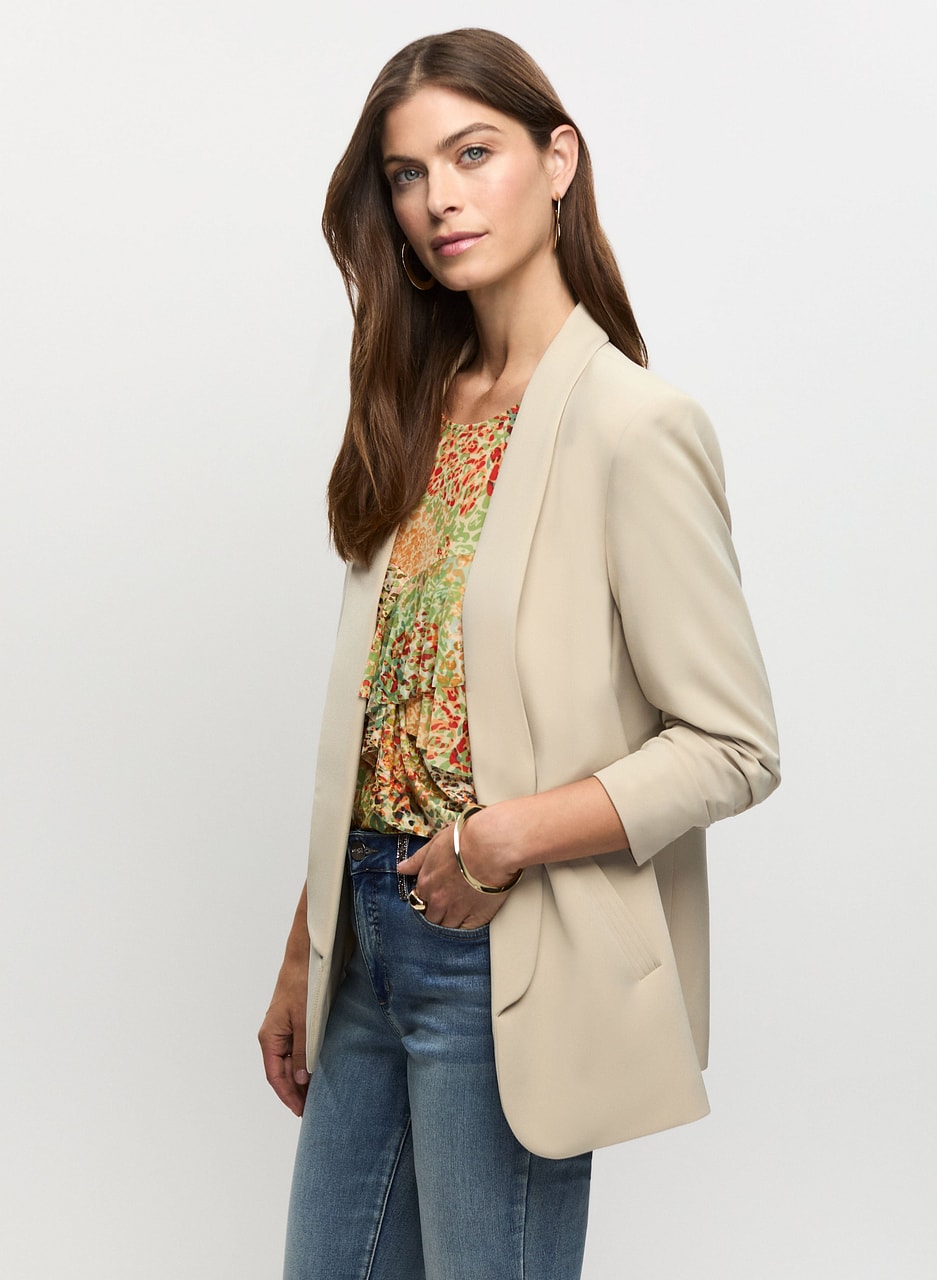 Ruched Sleeve Blazer