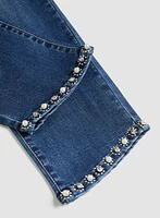 Embellished Hem Denim Capris