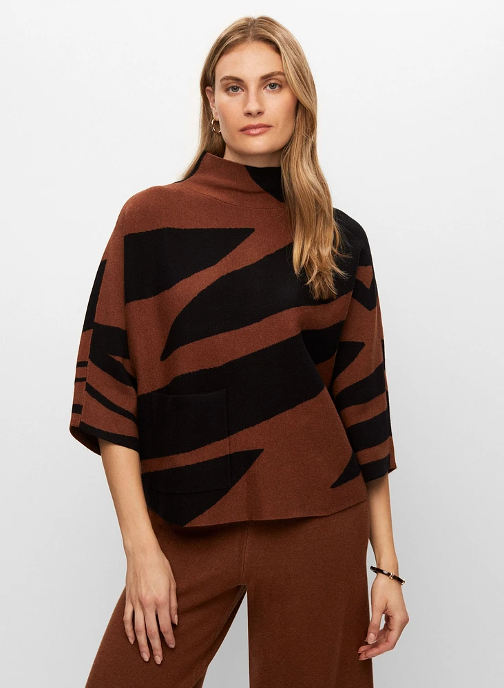 Joseph Ribkoff - Animal Print Mock Neck Sweater