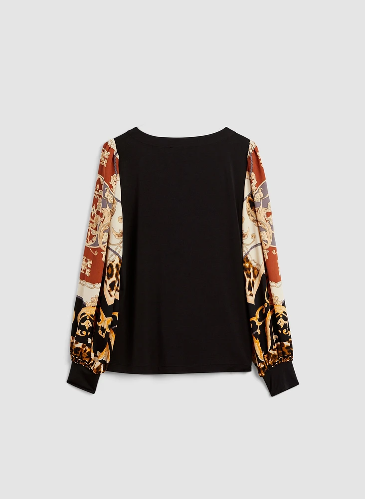 Printed Sleeve Top