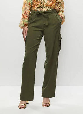 Tie Waist Cargo Pants