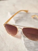 Wire-Frame Aviator Sunglasses