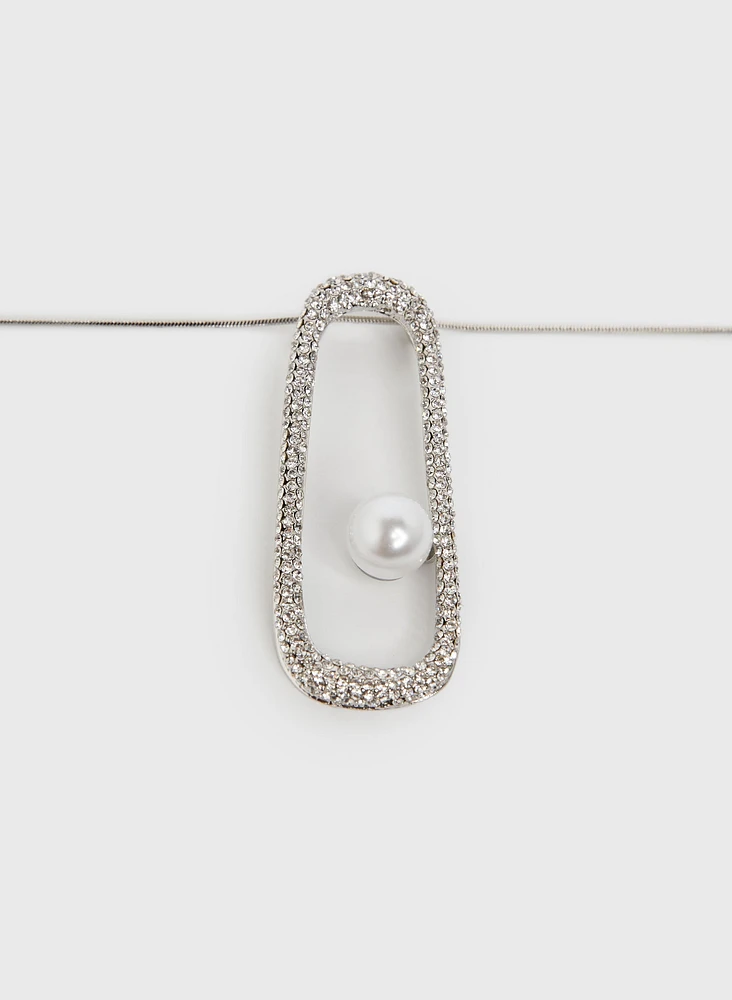 Crystal & Pearl Pendant Necklace