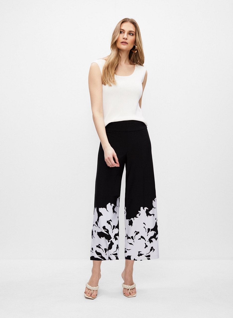 Joseph Ribkoff - Contrast Floral Print Culotte Pants