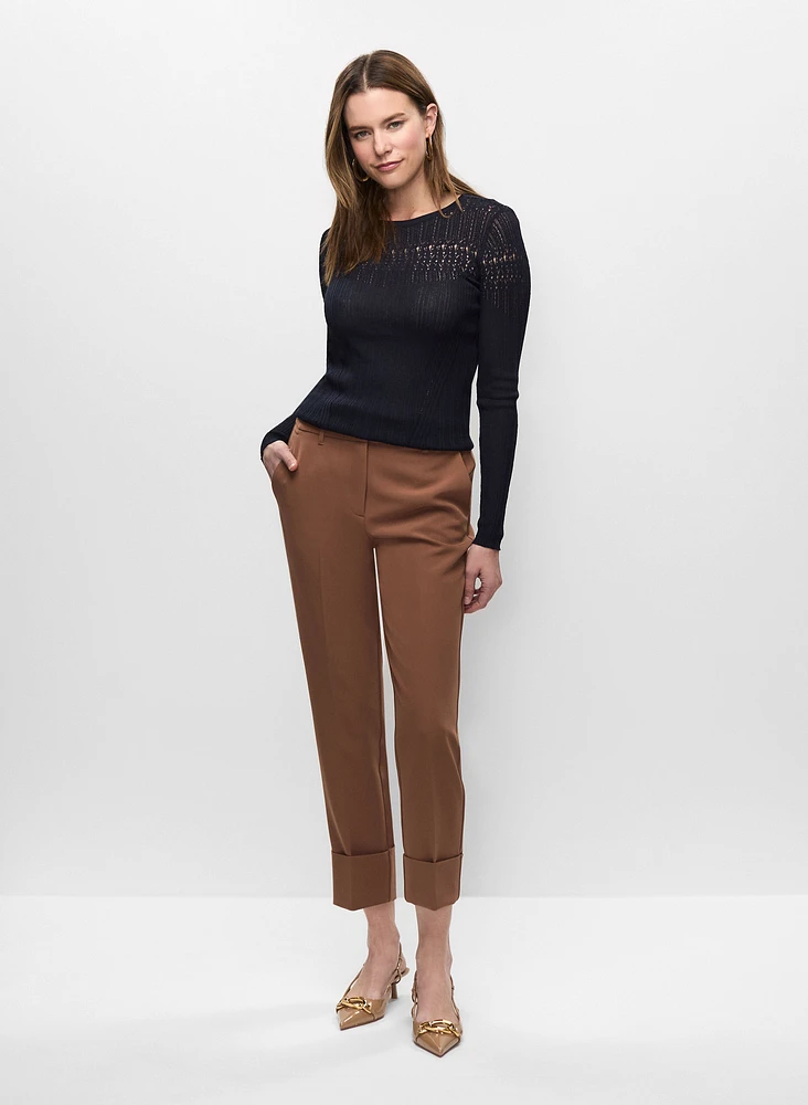 Pointelle Knit Sweater & Ankle Pants