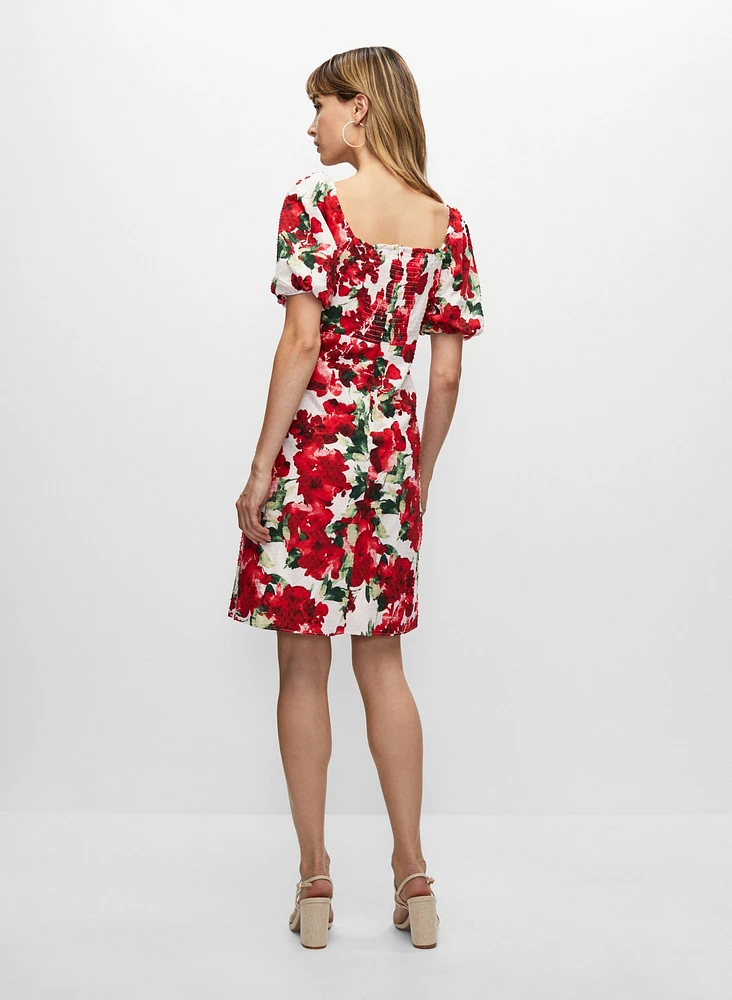 Floral Print Square Neck Dress