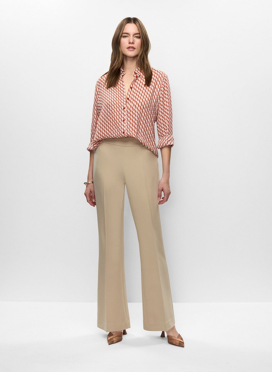 Chevron Motif Shirt & Flare Leg Pants