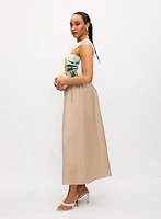 Linen-Blend Pull-On Skirt