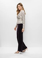 Velour Wide Leg Pull-On Pants