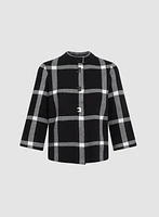 Plaid Motif Button Detail Coatigan