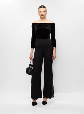 Velvet Top & Lace Trim Pants