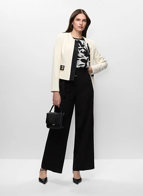 Cropped Colour Block Jacket & Belted Wide Leg Pants