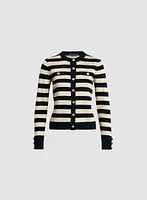 Crew Neck Stripe Cardigan