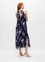 Seashell Print Chiffon Midi Dress