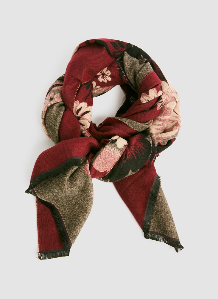 Floral Motif Jacquard Scarf