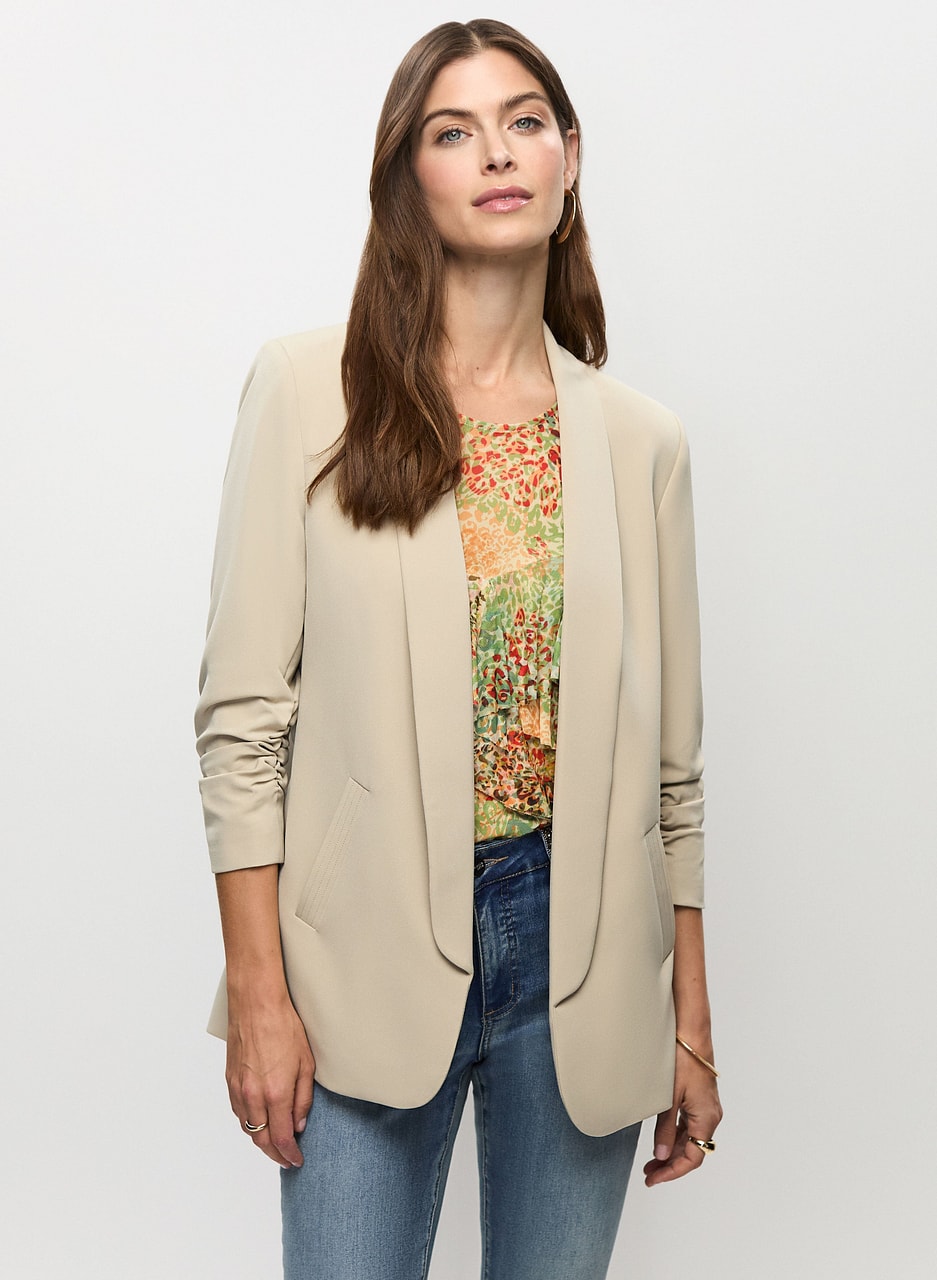 Ruched Sleeve Blazer