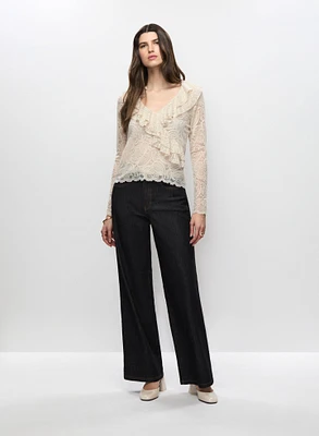 Lace Top & Wide Leg Jeans