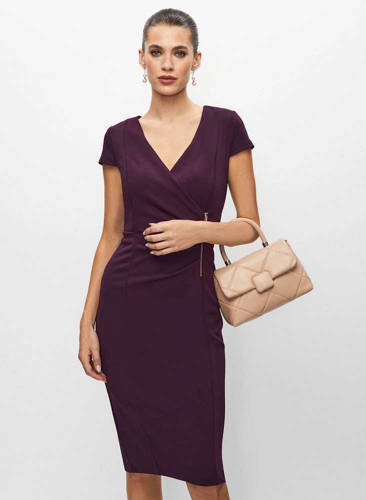 Wrap Style Zip Detail Dress