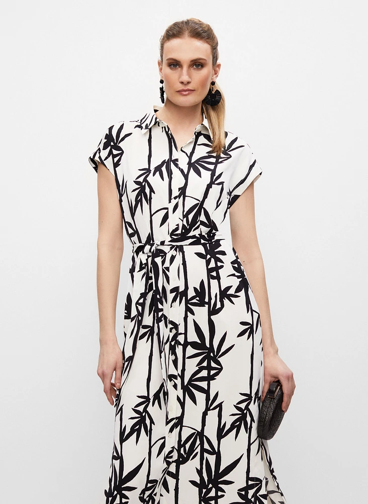 Bamboo Print Shirt Dress