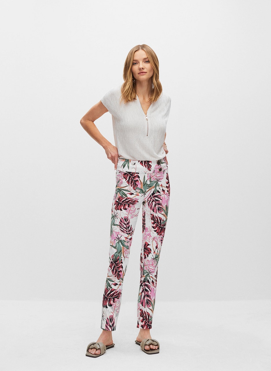 Tropical Print Pull-On Pants