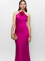 Rose Detail Satin Dress