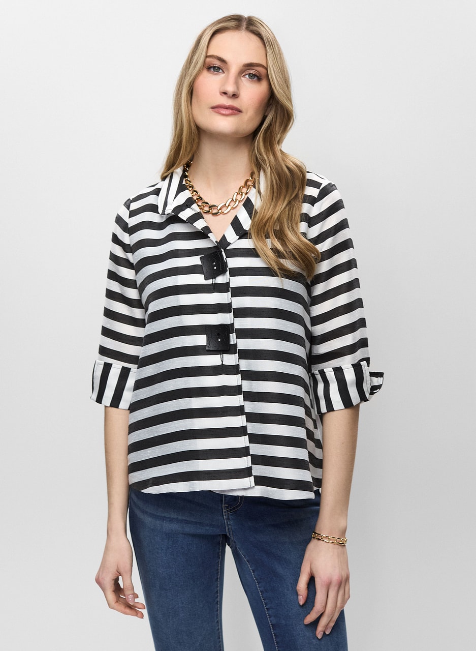 Joseph Ribkoff - Stripe Button Detail Jacket