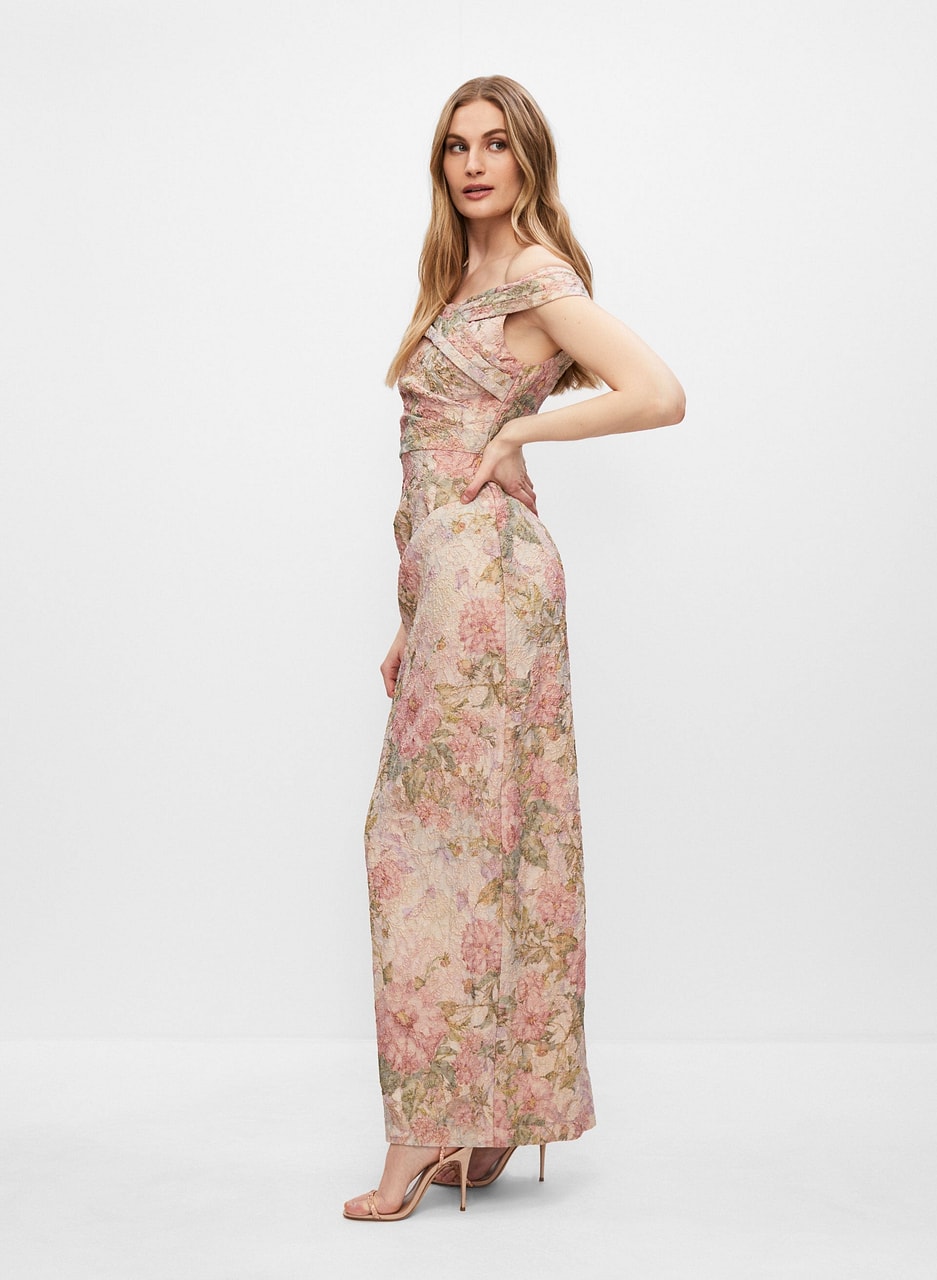 Adrianna Papell - Floral Off-the-Shoulder Gown