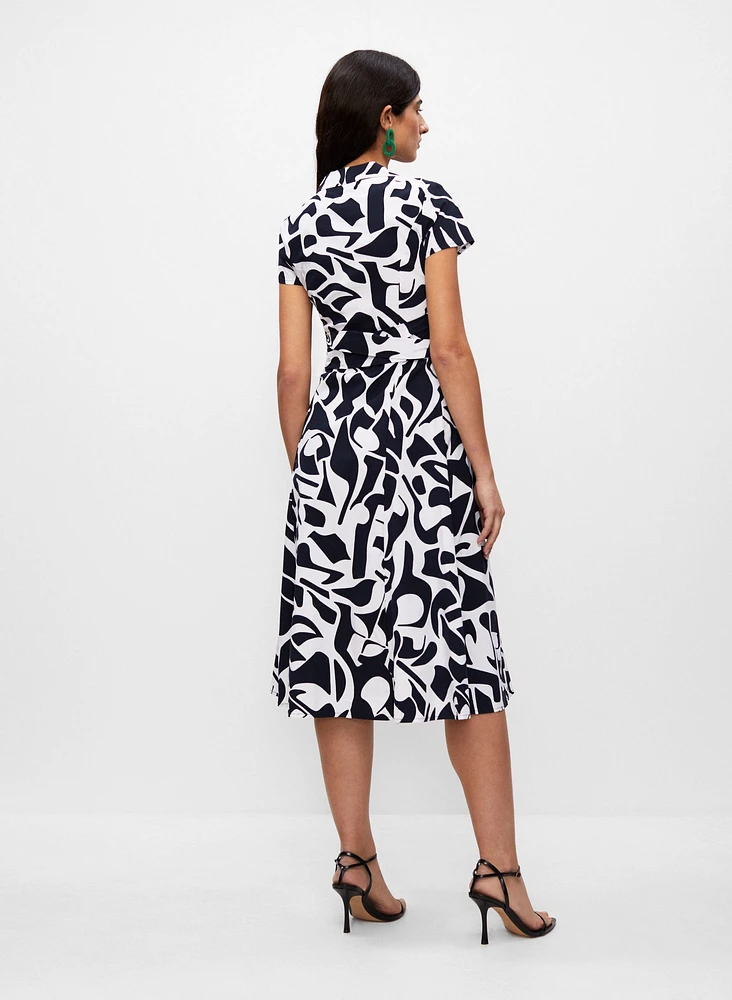 Abstract Print Shirt Dress