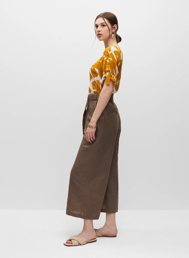 Wide Leg Linen Culotte Pants