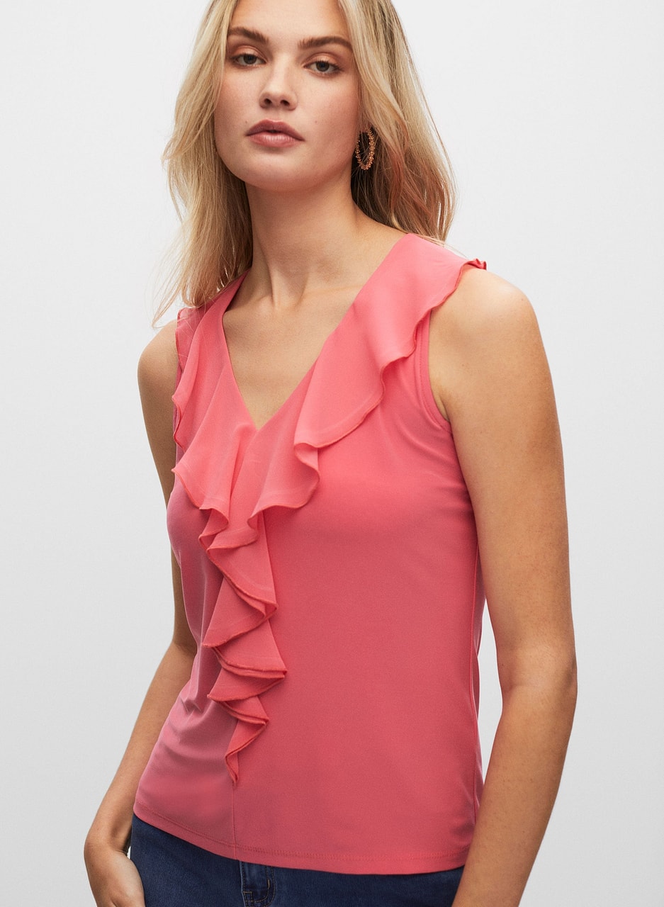 Ruffle Front Sleeveless Top