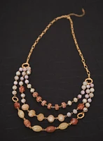 Triple Row Mixed Beaded Necklace