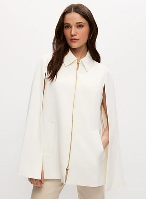 Cape Detail Tricotine Trench Coat