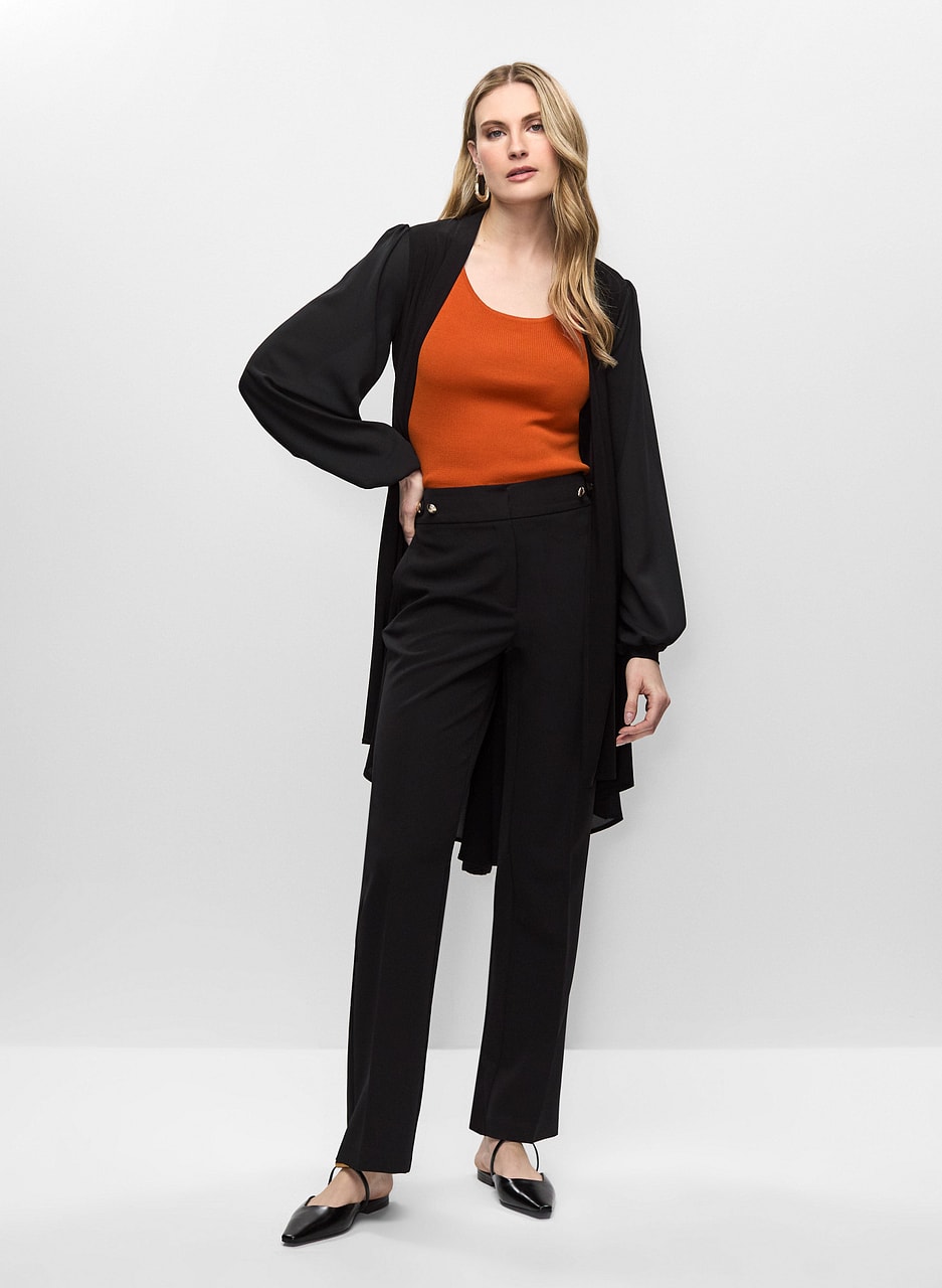 Open Front Top & Straight Leg Trousers