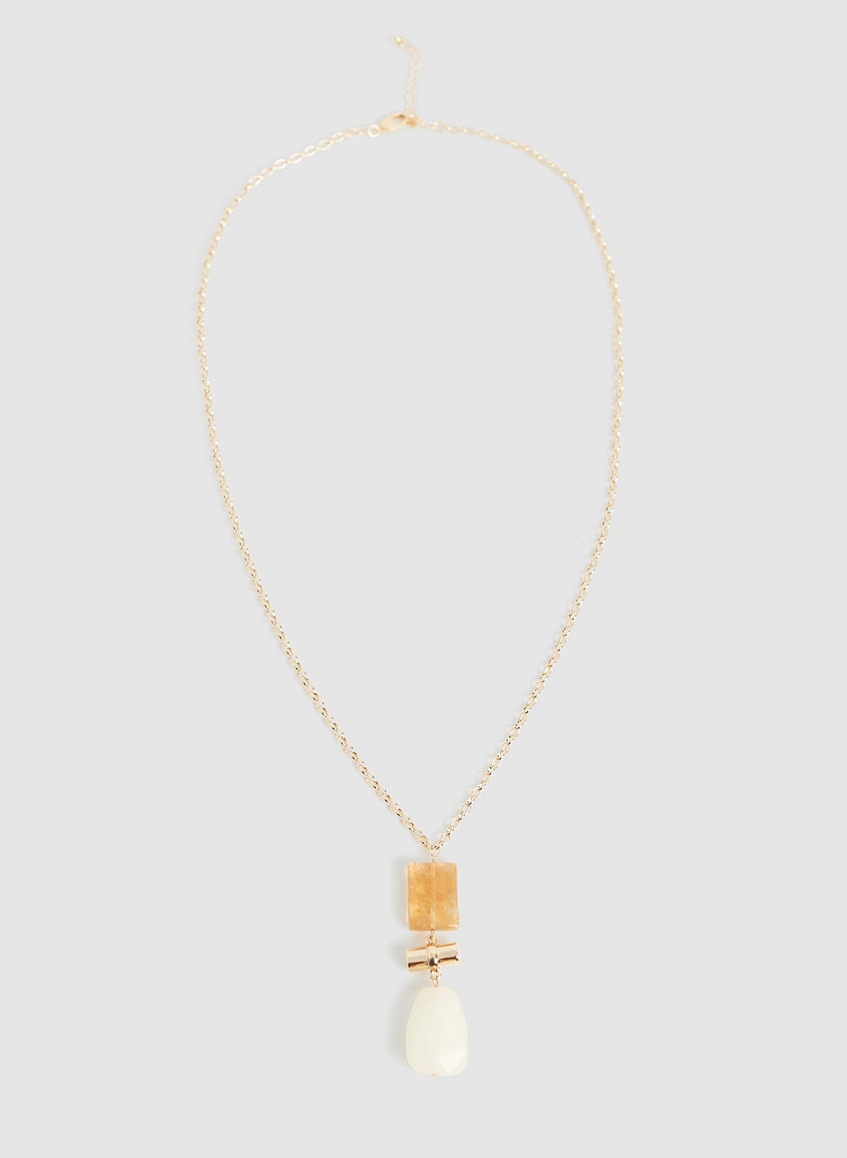 Rectangular Stone Pendant Necklace