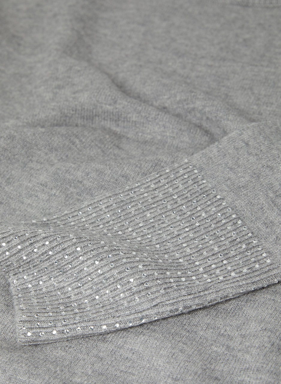 Rhinestone Cuff Tunic Sweater