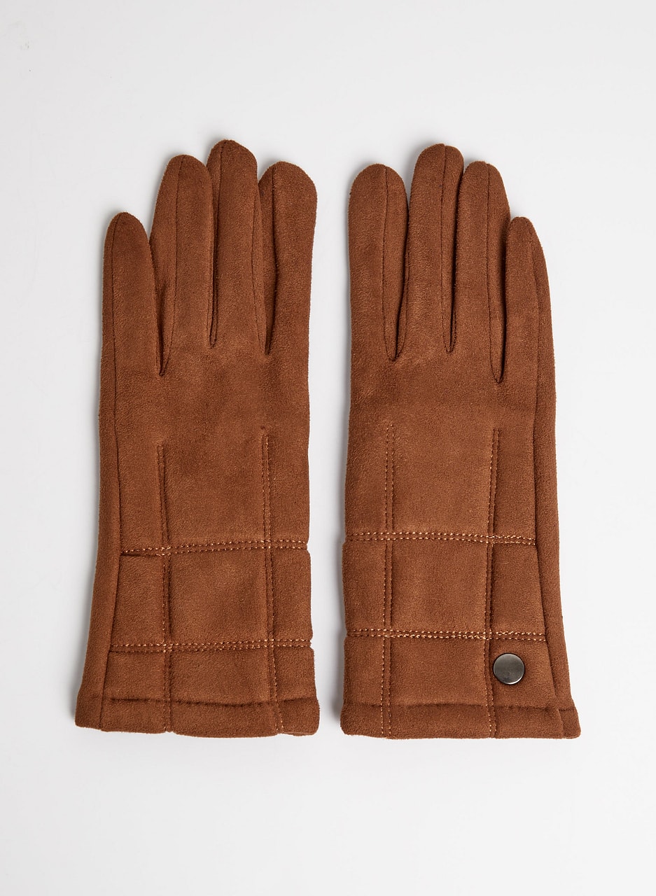 Quilted Faux Suede Gloves