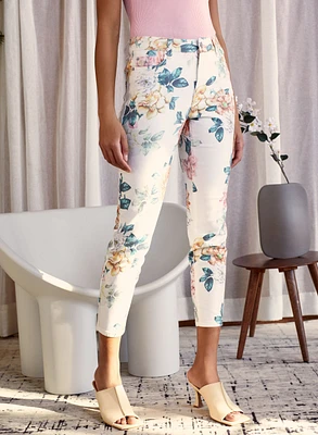 Floral Print Slim Leg Jeans