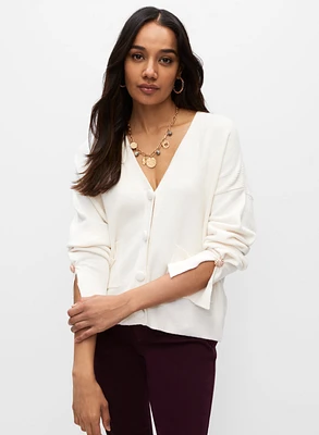 V-Neck Button Front Cardigan