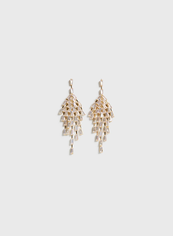 Crystal Baguette Waterfall Earrings